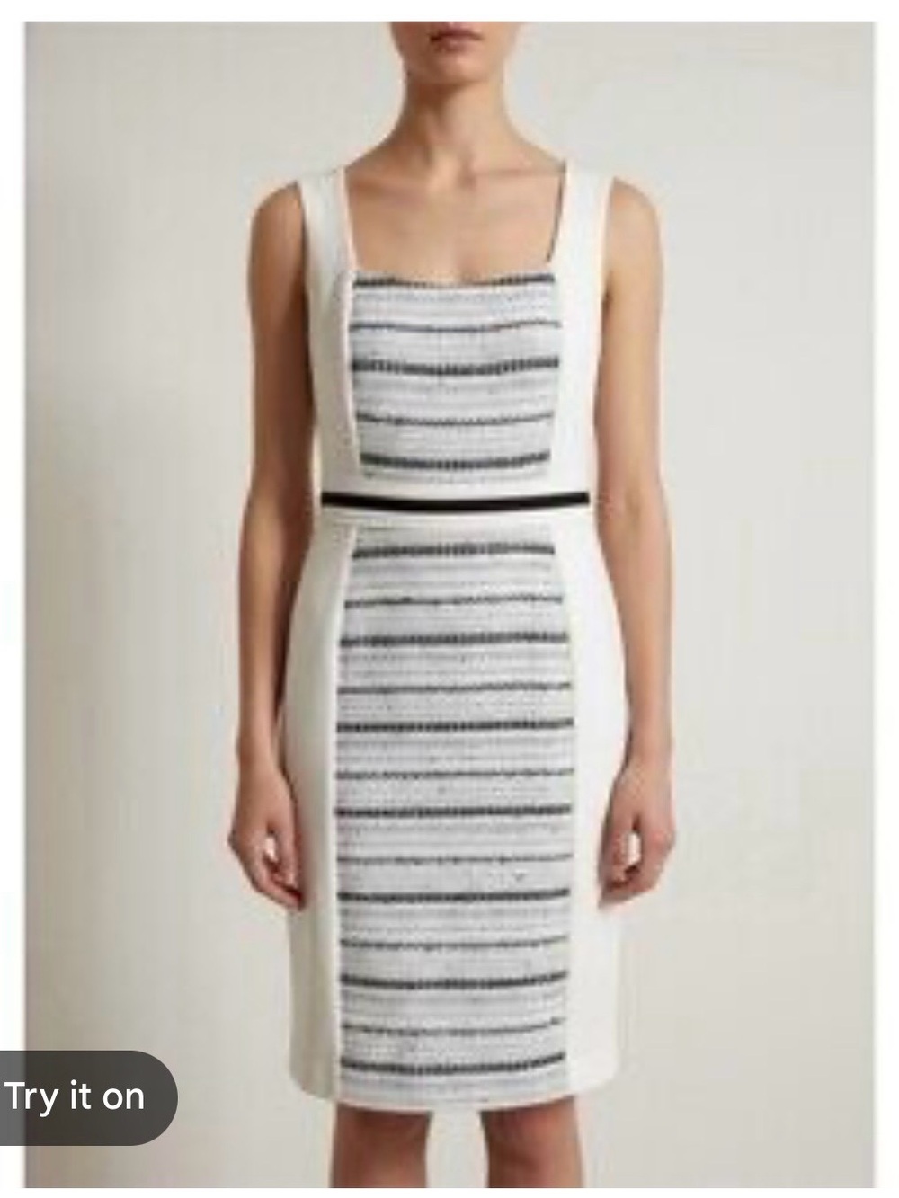 White House Black Market White and Black Striped Midi Sheath Dress